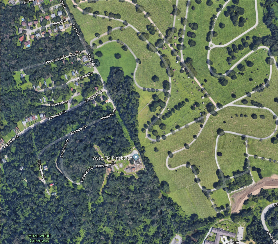 Calvary Cemetery satellite image